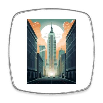New York State Vintage Travel Poster WPA Souvenir - Square fridge magnet - white - Front