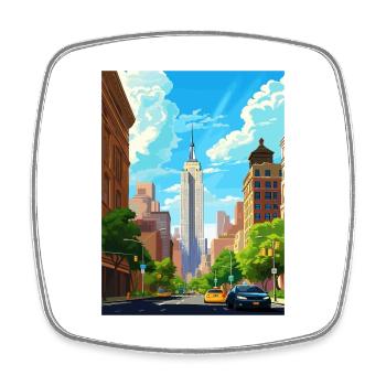 New York State Vintage Travel Poster WPA Souvenir - Square fridge magnet - white - Front