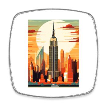 New York State Vintage Travel Poster WPA Souvenir - Square fridge magnet - white - Front