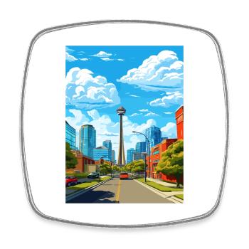 Calgary Kanada Vintage Reiseposter WPA Souvenir - Viereckiger Kühlschrankmagnet - Weiß - Vorne