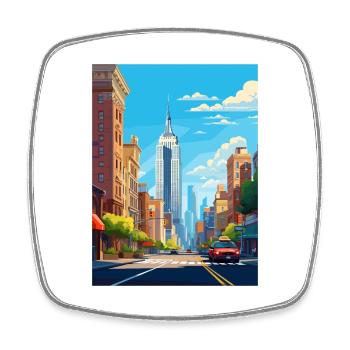 New York State Vintage Travel Poster WPA Souvenir - Square fridge magnet - white - Front