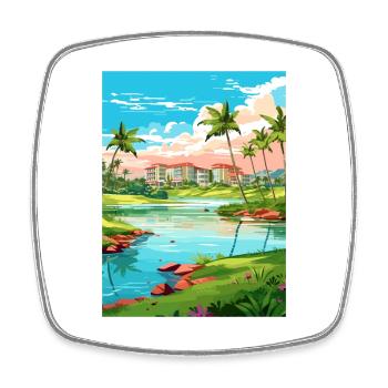 Ko Olina Hawaii Vintage Reiseposter WPA Souvenir - Viereckiger Kühlschrankmagnet - Weiß - Vorne