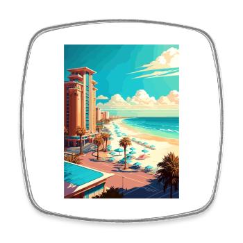 Destin Florida Vintage Reiseposter WPA Souvenir - Viereckiger Kühlschrankmagnet - Weiß - Vorne