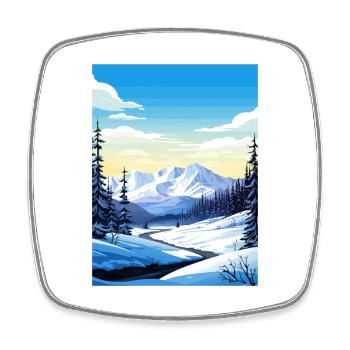 Girdwood Alaska Vintage Reiseposter WPA Souvenir - Viereckiger Kühlschrankmagnet - Weiß - Vorne