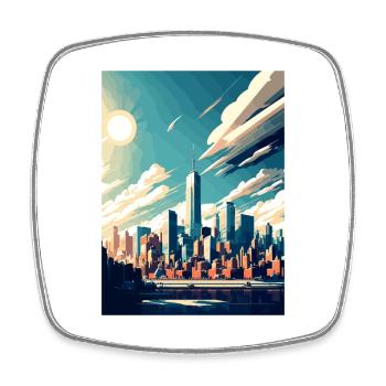 New York State Vintage Travel Poster WPA Souvenir - Square fridge magnet - white - Front