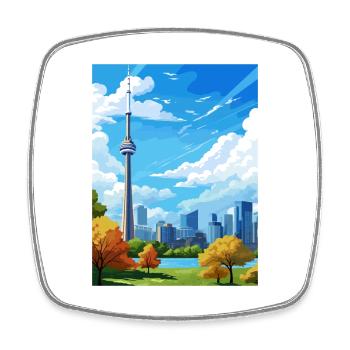 Toronto Canada Vintage Travel Poster WPA Souvenir - Square fridge magnet - white - Front