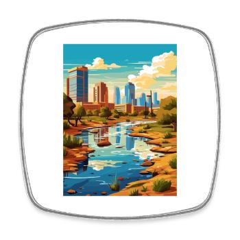 Phoenix Arizona Vintage voyage affiche WPA Souvenir - Magnet carré - blanc - Devant