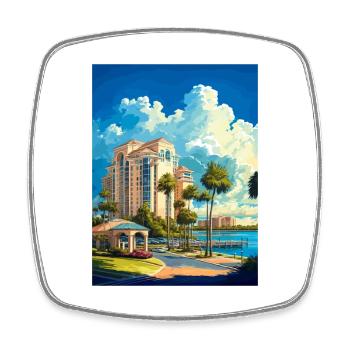 Sarasota Floride Vintage voyage affiche Souvenir - Magnet carré - blanc - Devant