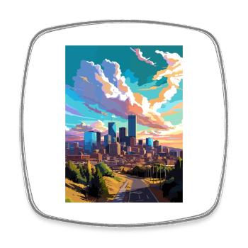 Denver Colorado Vintage Reiseposter WPA Souvenir - Viereckiger Kühlschrankmagnet - Weiß - Vorne