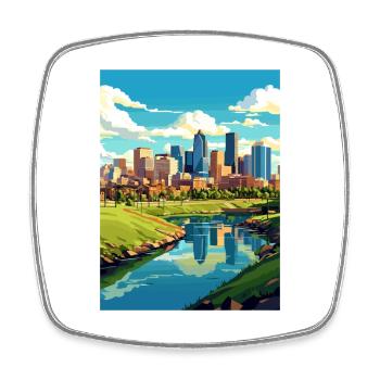 Denver Colorado Vintage Reiseposter WPA Souvenir - Viereckiger Kühlschrankmagnet - Weiß - Vorne