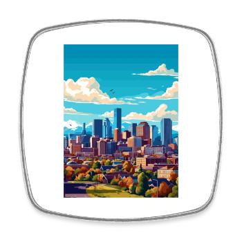 Denver Colorado Vintage Voyage Poster WPA Souvenir - Magnet carré - blanc - Devant