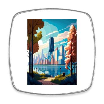 Chicago Illinois Vintage Travel Poster Souvenir - Square fridge magnet - white - Front