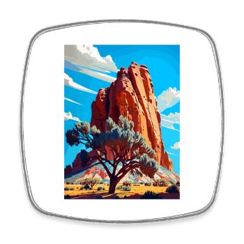 Flatiron Arizona Vintage Travel Poster Souvenir - Square fridge magnet - white - Front