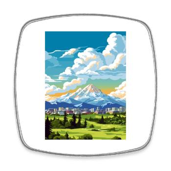 Anchorage Alaska Vintage Reiseposter Souvenir - Viereckiger Kühlschrankmagnet - Weiß - Vorne