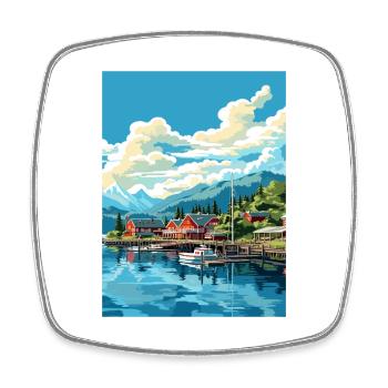 Ketchikan Alaska Vintage Reiseposter Souvenir - Viereckiger Kühlschrankmagnet - Weiß - Vorne