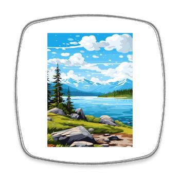 Naknek Lake Alaska Vintage Reiseposter Souvenir - Viereckiger Kühlschrankmagnet - Weiß - Vorne