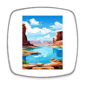 Lac Powell Utah Vintage voyage affiche Souvenir - Magnet carré - blanc - Devant
