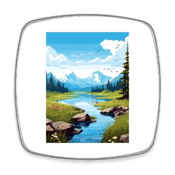 Verstecktes Lake Alaska Vintage Reiseposter Souvenir - Viereckiger Kühlschrankmagnet - Weiß - Vorne