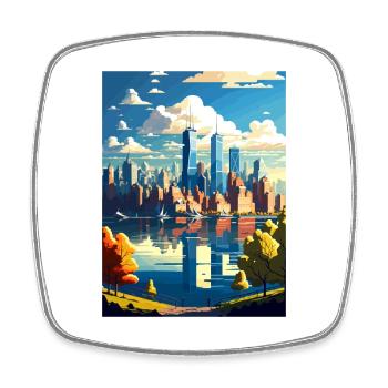 Manhattan New York Vintage Reiseposter Souvenir - Viereckiger Kühlschrankmagnet - Weiß - Vorne