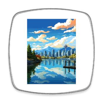 Vancouver Canada Vintage voyage affiche Souvenir - Magnet carré - blanc - Devant
