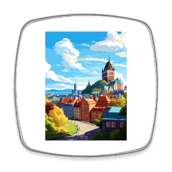 Quebec Canada Vintage Travel Poster WPA Souvenir - Square fridge magnet - white - Front