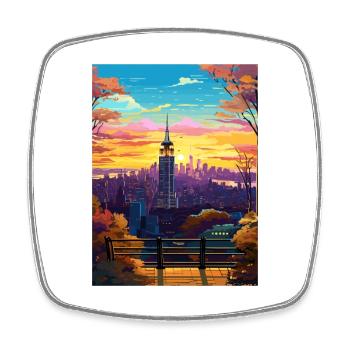 Manhattan New York Vintage Reiseposter Souvenir - Viereckiger Kühlschrankmagnet - Weiß - Vorne