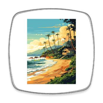 North Shore Hawaii Vintage Travel Poster Souvenir - Square fridge magnet - white - Front