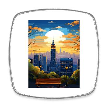 Manhattan New York Vintage Reiseposter Souvenir - Viereckiger Kühlschrankmagnet - Weiß - Vorne