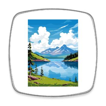 Skilak Lake Alaska Vintage voyage affiche Souvenir - Magnet carré - blanc - Devant