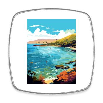 Hanauma Bay Hawaii Vintage Reiseposter Souvenir - Viereckiger Kühlschrankmagnet - Weiß - Vorne