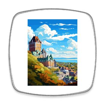 Quebec Canada Vintage Travel Poster WPA Souvenir - Square fridge magnet - white - Front