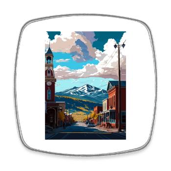 Leadville Colorado Vintage Travel Poster Souvenir - Square fridge magnet - white - Front