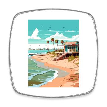 Crystal Beach Texas Vintage Reiseposter Souvenir - Viereckiger Kühlschrankmagnet - Weiß - Vorne