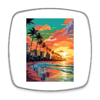 Miami Beach Floride Vintage voyage affiche Souvenir - Magnet carré - blanc - Devant