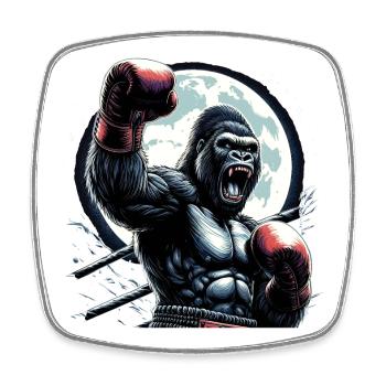 Gorilla Boxer Fighter Boxing Moon Gift - Square fridge magnet - white - Front