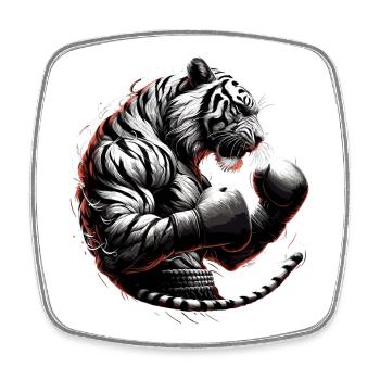 Tiger Boxer Kämpfer Boxen Geschenk - Viereckiger Kühlschrankmagnet - Weiß - Vorne