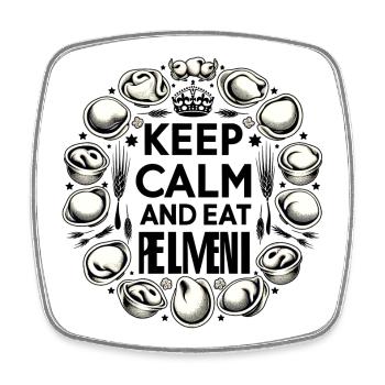 Keep Calm and Eat Pelmeni Russian Gift - Square fridge magnet - white - Front