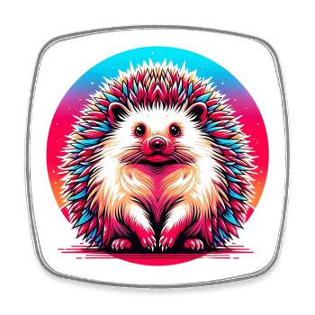 Igel - Viereckiger Kühlschrankmagnet - Weiß - Vorne