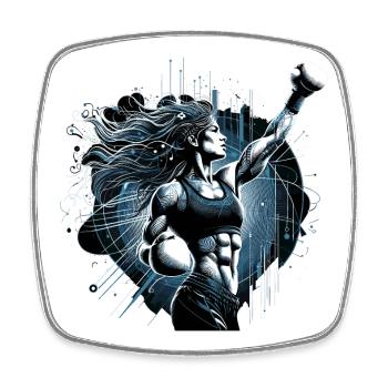 Boxer Woman Victory Pose Boxing Gift - Square fridge magnet - white - Front