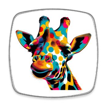Girafe Pop Art - Magnet carré - blanc - Devant