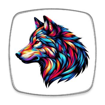 Loup - Magnet carré - blanc - Devant