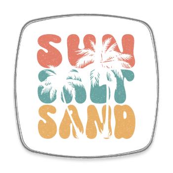 Sommer - Sonne, Salz und Sand - Viereckiger Kühlschrankmagnet - Weiß - Vorne
