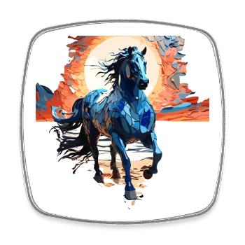 Stilvolles blaues Pferd Illustration - Viereckiger Kühlschrankmagnet - Weiß - Vorne