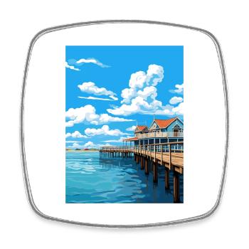 Busselton Jetty Australie Affiche de voyage Vintage - Magnet carré - blanc - Devant