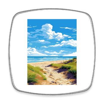 Foxton Beach Neuseeland Vintage Reiseposter WPA - Viereckiger Kühlschrankmagnet - Weiß - Vorne