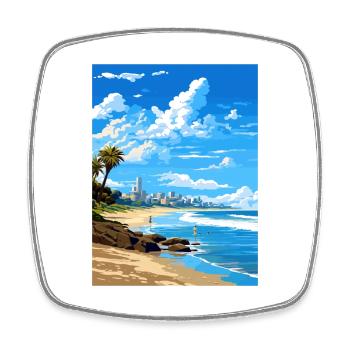 Burleigh Beach Australie Vintage voyage affiche WPA - Magnet carré - blanc - Devant