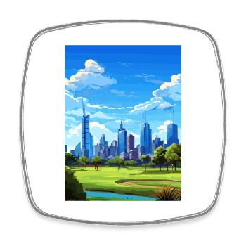 Melbourne Australia Deco Vintage Travel Poster WPA - Square fridge magnet - white - Front