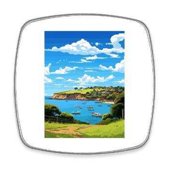 Waiheke Island Neuseeland Vintage Reiseposter - Viereckiger Kühlschrankmagnet - Weiß - Vorne
