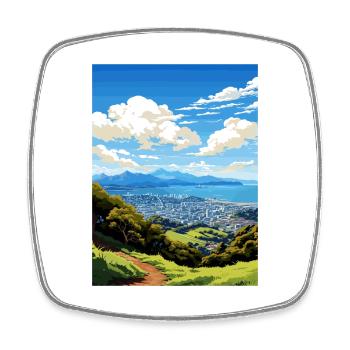 Mount Victoria Neuseeland Vintage Reiseposter - Viereckiger Kühlschrankmagnet - Weiß - Vorne