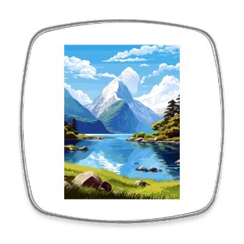 Milford Sound Nouvelle-Zélande Vintage Travel Poster - Magnet carré - blanc - Devant